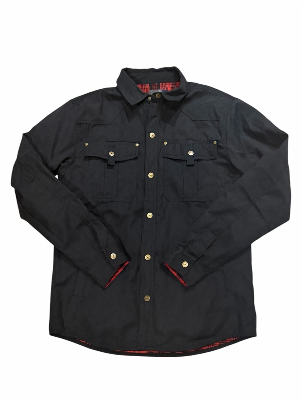 Men's Black Lightweight Shirt Jacket - Classic Button-Front